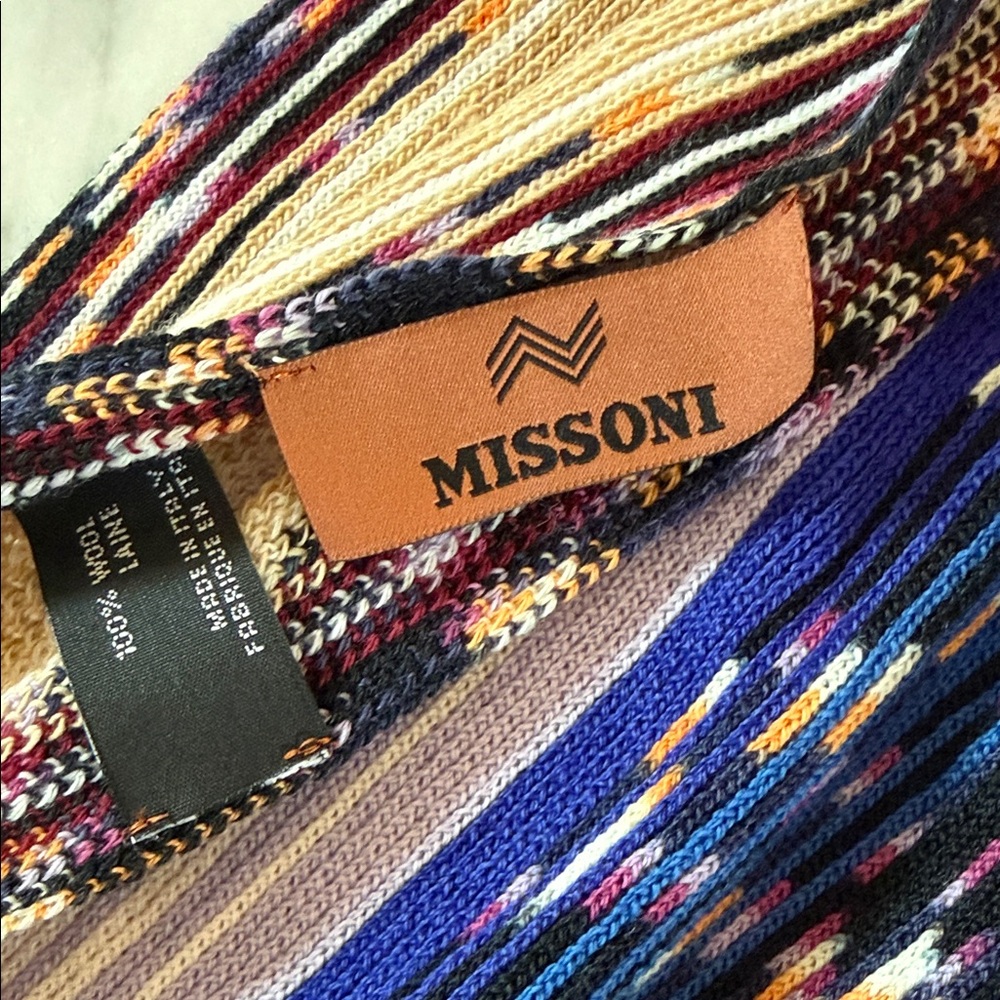 Missoni Colorful Wool Scarf with Fringe - Picture 2 of 4